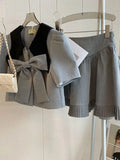 Elegant Fashion OL Small Fragrance 2 Piece Sets Women New Short Blouse + Pleated Mini Skirt Sets Summer Two Piece