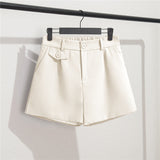 Fongt Suit Shorts Female Black Summer Thin 2024 New Loose High-Waist A-Line Casual Wide-Leg Pants-Outfit