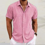 Fongt Men's Linen Short-Sleeved T-Shirts For Free-Fitting Sweatshirts For Men's Short-Sleeved Cotton Shirts Beach Plus-Size Men's Short-Sleeved
