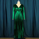 Fongt New Hot V-Neck Comfortable Dress Comfortable Light Luxury And Familiar Wind High-Rise 100-Folded Dress Dresses