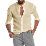 Fongt Explosion Autumn/Winter V-Neck Linen New Cardigan Long-Sleeved Men's