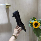 Fongt Women Naked Small Heels Fine Heel Sharp French Gentle Dress Low Heds And Light Mouth Four Seasons Single Shoes