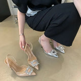 Fongt Temperament Tip Head Sandals Women's 2025 New Fashion With Skirt High Heels French Water Drill Sandals