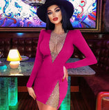 Exploding Sexy Water Drill Net Mini Dress High-End Banquet Evening Dress Singer Performance