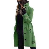 Fongt Autumn And Winter Large Size Hairs, Women's Coat Single Row Multi-Buckle And Button Collar Coat