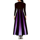 Fongt Explosion A-Shaped Dress Spring And Autumn Round Temperament Famous And Printed Gradient Dress