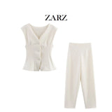 Fongt Homemade New Women's Double-Sided Waistcoat Double-Sided Cloth Trousers 3641305