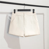 Fongt Suit Shorts Female Black Summer Thin 2024 New Loose High-Waist A-Line Casual Wide-Leg Pants-Outfit