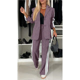 Fongt Spring And Autumn New Women's Long Sleeves Clip Casual Suit Set Two-Sleeve