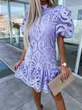 Fongt Sexy Hollow Water-Soluble Lace Lace Lace Commuting Dress
