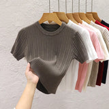Fongt Sweater Woman 2025 Spring And Summer New T-Shirt High-End Design Sense With Knitted Shirt Pure Desire