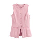 Fongt And Summer New High-Rise Thin Sicilian Vest Wearing Loose Shorts Two Sets