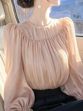 Fongt Design Temperament Wood Ear Top Lady 2025 Spring Super Beautiful Waist Chiffon Tide