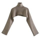 Chic Design Long Sleeve Knitting Sweater Female Turtleneck Pullover High Street Lady Loose Tops