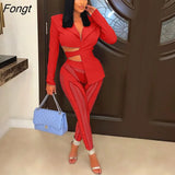 Women Solid Blazer Suit 2 Piece Sets Notched Long Sleeve Lace Up Bandage Asymmetrical Top Sheer Mesh Patchwork