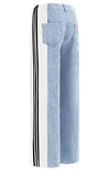 Fongt Women's New Casual Fashion High-Waisted Elastic Knitted Knitted Denim Straight