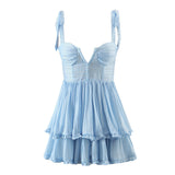Fongt New Three-Layer Seven-Color Sexy Chiffon Sling Dress