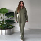 Fongt Autumn New Fashion Solid Color Loose Under The Pended Fork Knit Shirt Two Sets Of Women