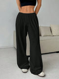 Fongt Women's Solid-Colored Trousers With Tight Belts With Wide-Legged Casual