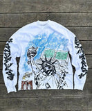 Fongt Long-Sleeved Blouse Loose Statue Of Liberty Chao Street Youth Wind
