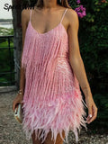 Feather Spaghetti Strap