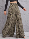 Fongt Version Of 2025 New Spring And Summer Loose High-Waisted Leopard Pattern Broad Leg Trousers
