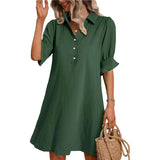 Fongt Women's Summer New Wish Casual Loose Solid Color Dress