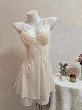 Fongt Pyjamas French Girl Skating Silk Splicing Lace Sling Pyjamas Pyjamas Ambiance Pyjamas Homewear