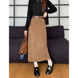 Fongt New Autumn And Winter Port Style Retro Skirt Thicker Wicked Skirt Long Bag Hip Skirt Open Skirt