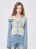 Shirt Jacket Design Sense Of Minority Shirt With Off Shoulder Shirt Early Spring Women's
