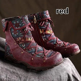 Ladies Retro Bohemian Style Ankle Zip Short Boots Booties Casual Shoes Women's Winter Boots Botas mujer invierno