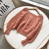 Square Neck Short Sweater Women Elegant Chic Casual Knitted Pullovers Autumn Korean Soft Sexy Knitwear Female
