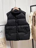 Women Winter Down Vest Stand Collar Female Gilet Sleeveless Thick Puffer Parkas Ladies Waistcoat 90% Duck Down