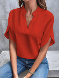 Fongt Summer New V-Neck Shirt Women Solid Color Casual Buffet Shirt