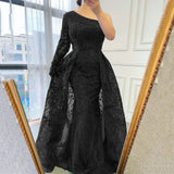 Fongt Women Decorating Fishtail Dress Dress Net Yarn Nails Light And Fashionable Shoulder Long Sleeve