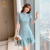 2022 New Fashion Summer Lace Dress Female Hollow Out High-End Temperament Sweet Elegant Ruffle Dresses