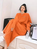 and winter new style mink velvet solid color sweater suit women style new harajuku slim mid-length skirt knitted suit-Outfit