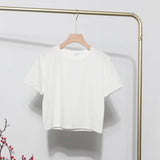 Fongt Solid Short-Sleeved T-Shirt Burst Small Short Sweet Spicy Slim Slim Thin Collar Top 88122