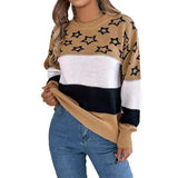 Fongt Orders For Autumn And Winter Casual Coloring Star Hollow Lantern Sleeve Sweater Women's Clothing