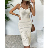 Fongt New Beach Hooded Jersey Knitted Sexy Sling Dress Sunscreen Woman