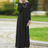 Women Casual Long Sleeve Solid Maxi Long Dress Vestido Autumn Loose Sundress S- Kaftan Abaya Dubai Hijab Muslim