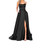 Fongt Solid-Color Bridesmaids Wear Long Dresses With Thin Shoulders And Girlfriend Fashion Bridesmaids Evening