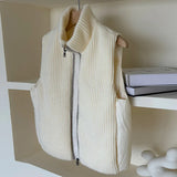 High-End White Duck Down Down Vest Female 2024 Autumn And Winter Thick Knit Stitching Warm Vest Vest Coat Tide-Outfit