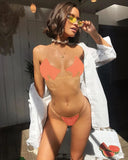 Fongt New Bikini Sexy Horny Bikini Transparent Belt Swimsuit Women's Split Swimsuit-Outfit