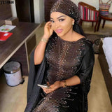 5 Colors African Dresses for Women Plus Size Dashiki Diamond Beads African Clothes Abaya Dubai Muslim Dress Robe Africa
