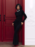 Fongt High-Collar Dress Knitted One-Step Skirt Solid-Colored Bottom Dress 2024 Autumn And Winter Sweater