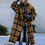 Fongt New 2025 Autumn Women's Long-Sleeved Collar Coat Prints The Long