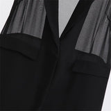 Fashion Summer Vest Jacket Women Plus size 5XL Black Chiffon Sleeveless Outerwear Female Perspective Casual Waistcoat