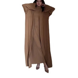 Fongt And Winter New Temperament High-Collar Leisure Loose Solid Color Shawl Suit Dress