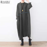 Patchwork Long Sleeves Midi Robe Women's Autumn Sweatshirt Dress Lady Casual Solid Vestidos O Neck Sundress